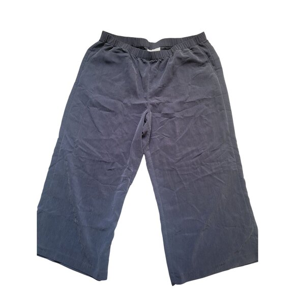 Pure Jill Blue Sand Washed Elastic Waist Cropped Wide Leg Size L Lagenlook - Picture 2 of 8